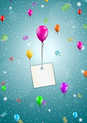 Image showing flying balloons with blank paper