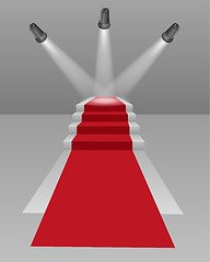 Image showing stairs with red carpet and three lights