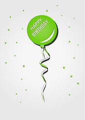 Image showing one green balloon with birthday wish