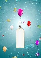 Image showing flying balloons with blank price tag