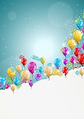 Image showing flying balloons with blank paper