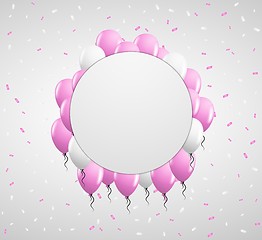 Image showing circle badge and pink balloons