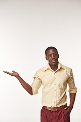 Image showing portrait of handsome young black african smiling man