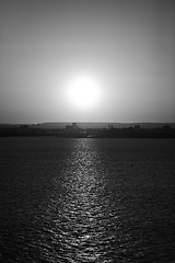 Image showing New Jersey waterfront at sunset bw