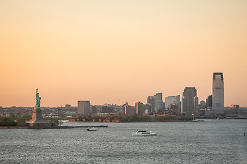 Image showing Jersey City coast at sunset