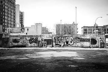 Image showing Graffiti wall in Manhattan bw