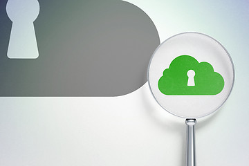 Image showing Cloud technology concept:  Cloud With Keyhole with optical glass on digital background