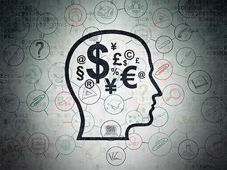 Image showing Education concept: Head With Finance Symbol on Digital Paper background