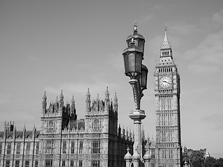 Image showing Black and white Houses of Parliament in London