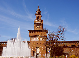 Image showing Retro look Castello Sforzesco Milan