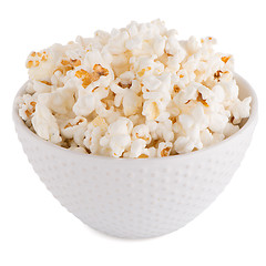 Image showing Popcorn in a white bowl