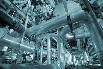 Image showing Industrial zone, Steel pipelines, valves and cables