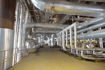 Image showing Industrial zone, Steel pipelines, valves and cables