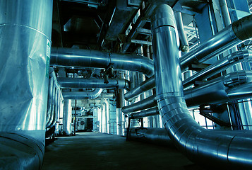 Image showing Industrial zone, Steel pipelines, valves and pumps