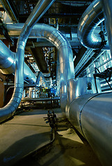 Image showing Industrial zone, Steel pipelines and valves