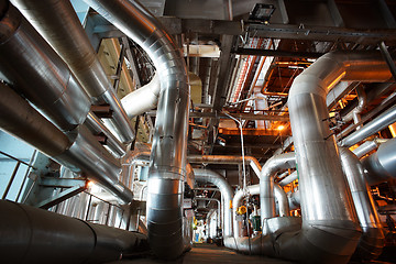 Image showing Industrial zone, Steel pipelines, valves and pumps