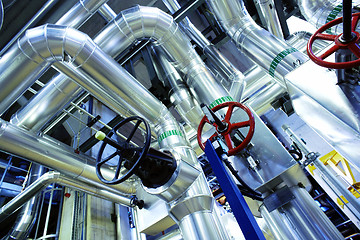 Image showing Industrial Steel  pipelines and valves