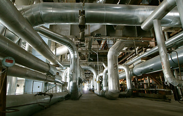 Image showing Industrial zone, Steel pipelines, valves and pumps