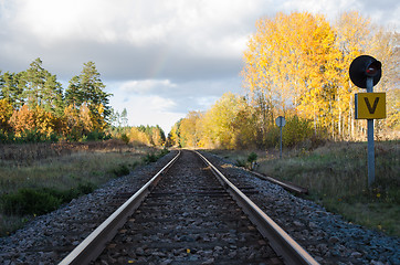 Image showing Autumnal railroad tracks