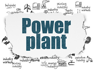 Image showing Manufacuring concept: Power Plant on Torn Paper background