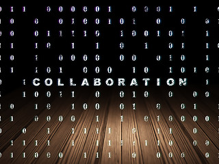 Image showing Business concept: Collaboration in grunge dark room