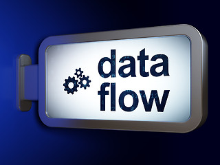 Image showing Data concept: Data Flow and Gears on billboard background