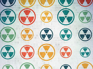 Image showing Science concept: Radiation icons on Digital Paper background