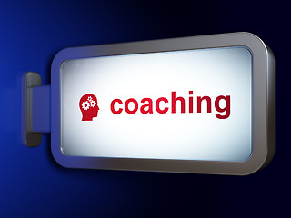 Image showing Learning concept: Coaching and Head With Gears on billboard background