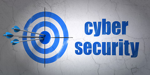 Image showing Security concept: target and Cyber Security on wall background
