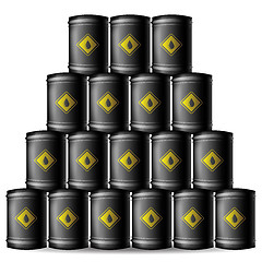 Image showing Set of Black Metal Oil Barrels