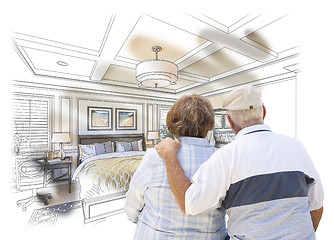 Image showing Senior Couple Looking Over Custom Bedroom Design Drawing Photo C