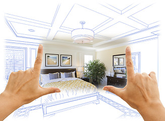 Image showing Hands Framing Custom Bedroom Drawing Photograph Combination