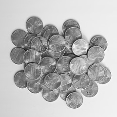 Image showing Black and white Dollar coins 1 cent