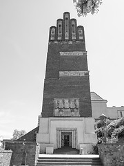 Image showing Black and white Wedding Tower in Darmstadt