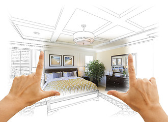 Image showing Hands Framing Custom Bedroom Drawing Photograph Combination