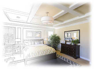 Image showing Custom Bedroom Drawing Gradation Into Photograph.