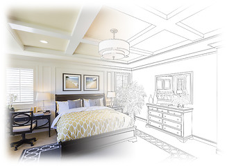 Image showing Custom Bedroom Drawing Gradation Into Photograph.