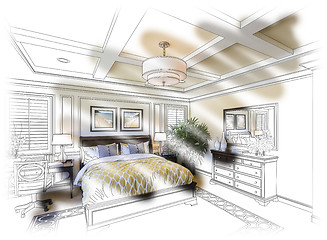 Image showing Custom Bedroom Design Drawing and Photo Combination