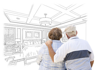 Image showing Senior Couple Looking Over Custom Bedroom Design Drawing