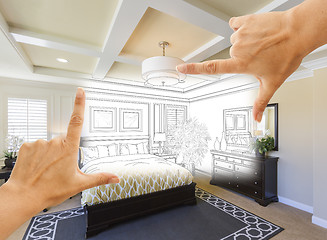 Image showing Hands Framing Custom Bedroom Drawing Photograph Combination