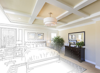 Image showing Custom Bedroom Drawing Gradation Into Photograph.