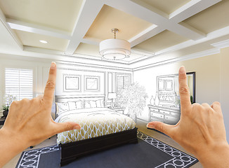 Image showing Hands Framing Custom Bedroom Drawing Photograph Combination