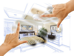 Image showing Hands Framing Custom Bedroom Drawing Photograph Combination