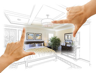 Image showing Hands Framing Custom Bedroom Drawing Photograph Combination