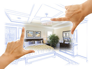 Image showing Hands Framing Custom Bedroom Drawing Photograph Combination