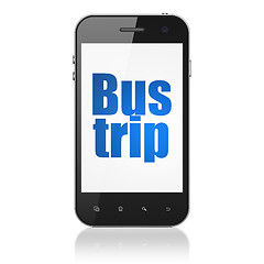 Image showing Tourism concept: Smartphone with Bus Trip on display