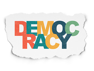 Image showing Political concept: Democracy on Torn Paper background