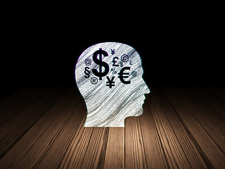 Image showing Education concept: Head With Finance Symbol in grunge dark room