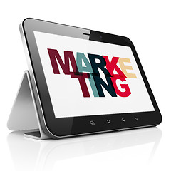 Image showing Advertising concept: Tablet Computer with Marketing on  display