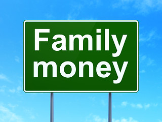 Image showing Money concept: Family Money on road sign background
